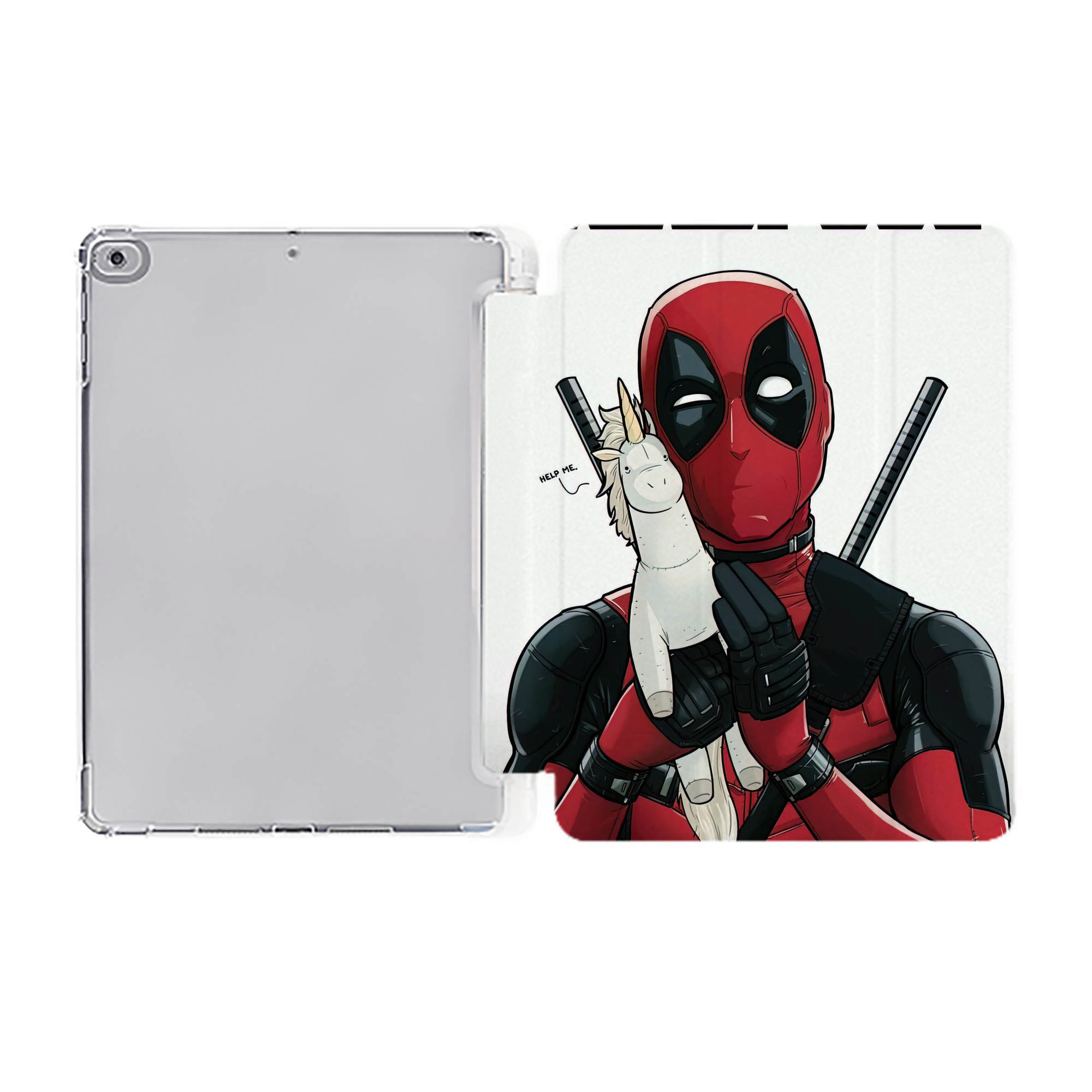 （画像用） Deadpool デッドプール IPad ケース ペン収納付き 三つ折りスタンド PUレザー×シリコン 対応機種9.5/10.5/10.9インチ